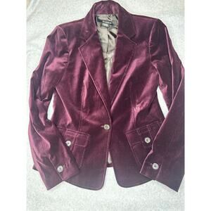 Peck & Peck Collection Maroon Velvet Blazer Jacket Size 4 EUC